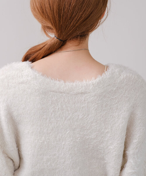 Kastane（カスタネ）の「*【S.Lサイズ展開/WEB限定】ラメシャギーカーディガン（ニット/セーター・レディース・チャコールグレー/オレンジ/アイボリー/ライム・SMALL/LARGE）」の17枚目の写真