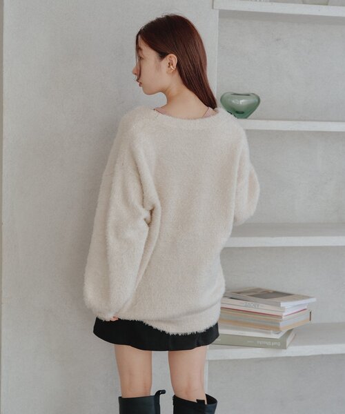 Kastane（カスタネ）の「*【S.Lサイズ展開/WEB限定】ラメシャギーカーディガン（ニット/セーター・レディース・チャコールグレー/オレンジ/アイボリー/ライム・SMALL/LARGE）」の19枚目の写真