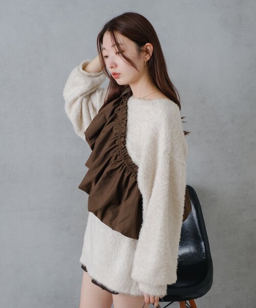 Kastane（カスタネ）の「*【S.Lサイズ展開/WEB限定】ラメシャギーカーディガン（ニット/セーター・レディース・チャコールグレー/オレンジ/アイボリー/ライム・SMALL/LARGE）」の21枚目の写真