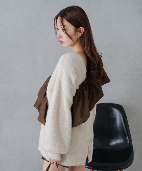 Kastane（カスタネ）の「*【S.Lサイズ展開/WEB限定】ラメシャギーカーディガン（ニット/セーター・レディース・チャコールグレー/オレンジ/アイボリー/ライム・SMALL/LARGE）」の22枚目の写真