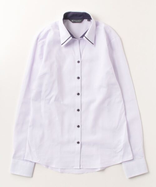 TOKYO SHIRTS（トウキョウシャツ）の「形態安定ノーアイロン スキッパー 長袖ビジネスワイシャツ（ビジネスシャツ・レディース・パープル・XS/M/L/LL/XL/S）」の2枚目の写真