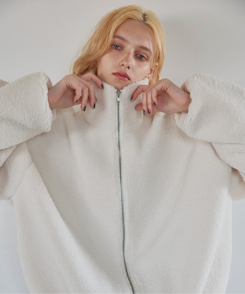 LIAN（リアン）の「スタンドカラーボアブルゾン（ブルゾン・レディース・ホワイト×ブラック/ブラック×ホワイト/ホワイト×グレー/アイボリー/ブラック・FREE）」の18枚目の写真