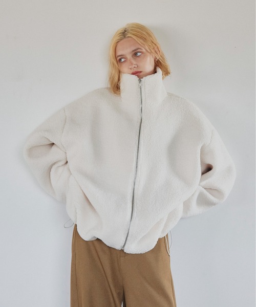 LIAN（リアン）の「スタンドカラーボアブルゾン（ブルゾン・レディース・ホワイト×ブラック/ブラック×ホワイト/ホワイト×グレー/アイボリー/ブラック・FREE）」の20枚目の写真