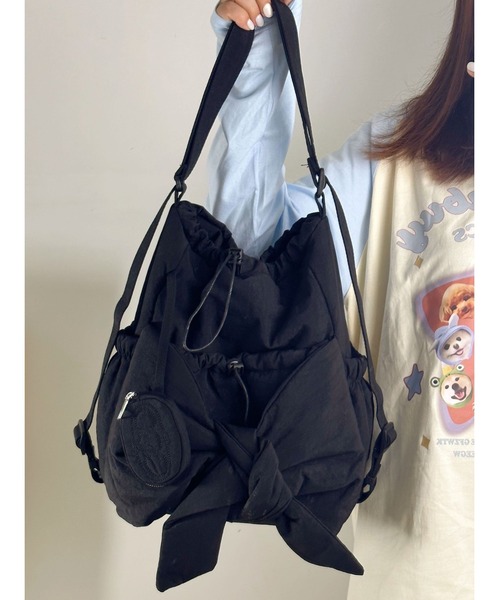 LA VORAGINE(ラ ヴォラジネ)の「ビッグリボン 2wayショルダーバッグ/バックパック(ショルダーバッグ・レディース・グレー/ブラック・FREE)」の17枚目の写真