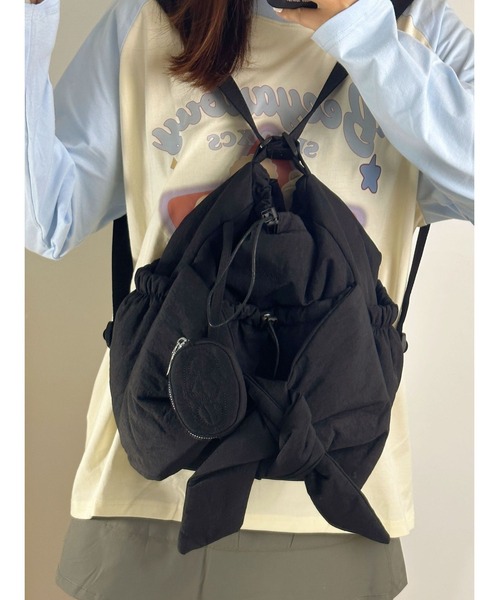 LA VORAGINE(ラ ヴォラジネ)の「ビッグリボン 2wayショルダーバッグ/バックパック(ショルダーバッグ・レディース・グレー/ブラック・FREE)」の16枚目の写真