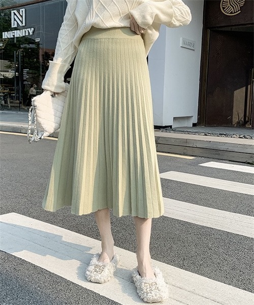 FREE STYLISTS(フリー スタイリスト)の「ニットプリーツスカート(スカート・レディース・チャコールグレー/ブラック/パープル/ライトグリーン/アイボリー・FREE)」の15枚目の写真