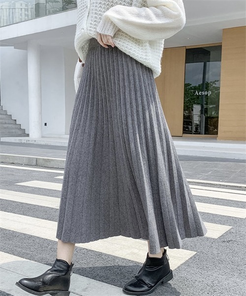 FREE STYLISTS(フリー スタイリスト)の「ニットプリーツスカート(スカート・レディース・チャコールグレー/ブラック/パープル/ライトグリーン/アイボリー・FREE)」の21枚目の写真