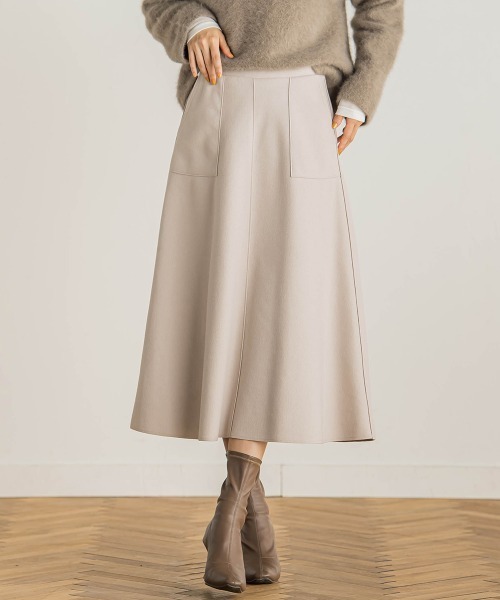 Droite lautreamont（ドロワットロートレアモン）の「【WEB限定】TRメルトンジャージースカート（スカート・レディース・オフホワイト/レッド/ネイビー・M）」の2枚目の写真