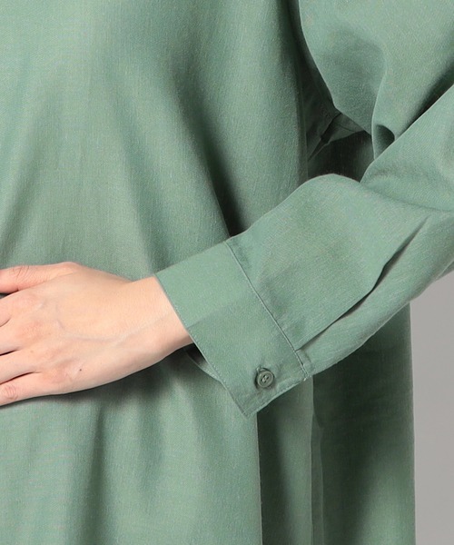 Grand PARK（グランドパーク）の「【柔らかくさらさらが続くリネンシリーズ】　スキッパー長袖シャツ（シャツ/ブラウス・レディース・ピンク/グリーン/ホワイト・LARGE/MEDIUM）」の8枚目の写真