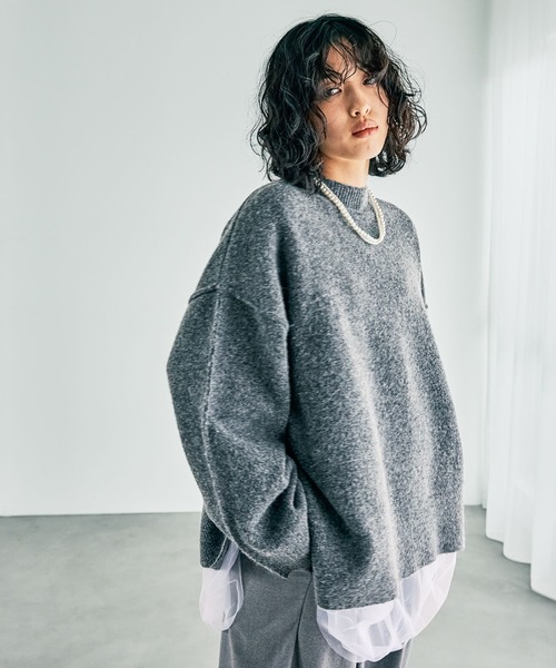 LEPSIM(レプシィム)の「7ゲージハギハイネックプルオーバー 243204(ニット/セーター・レディース・ベージュ/グレー/ブルー/オレンジ系その他・FREE)」の6枚目の写真