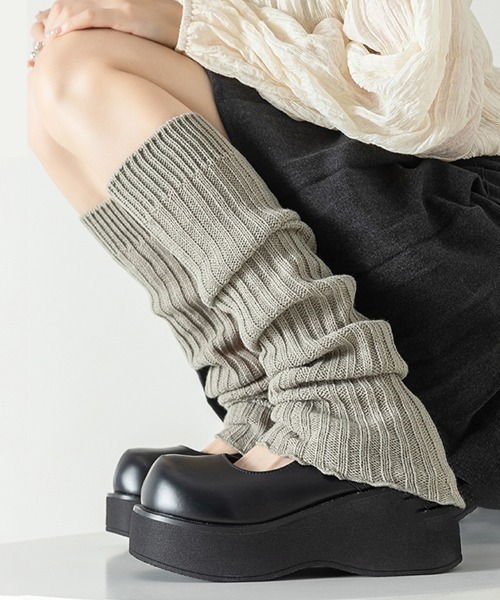 リブ編みニットレッグウォーマー グレー セール】リブ編みニットレッグウォーマー（レッグウォーマー）｜Coo+i