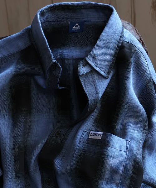 GERRY（ジェリー）の「【GERRY/ジェリー】胸ピスワンポイントロゴ 長袖オンブレチェックシャツ（シャツ/ブラウス・メンズ・ブラック/マルチ/ホワイト/ブルー・L/LL/M）」の18枚目の写真