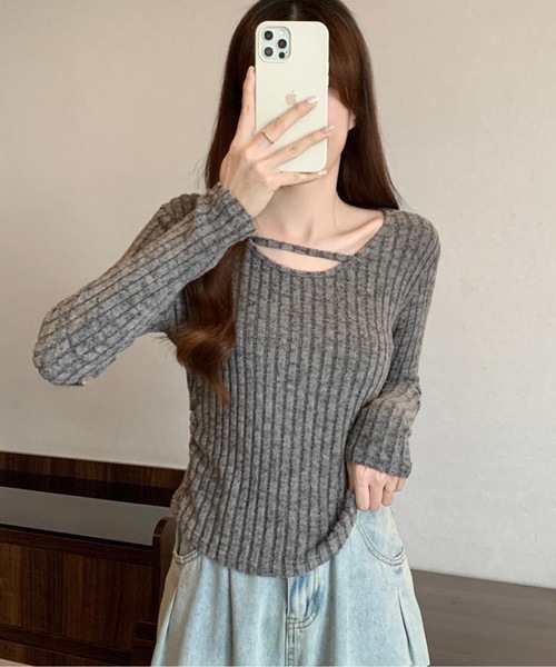 Lace Ladies（レースレディース）の「テクスチャー サイド シャーリング リブ プルオーバー（Tシャツ/カットソー・レディース・グレー/ベージュ/ピンク・M/XL）」の6枚目の写真