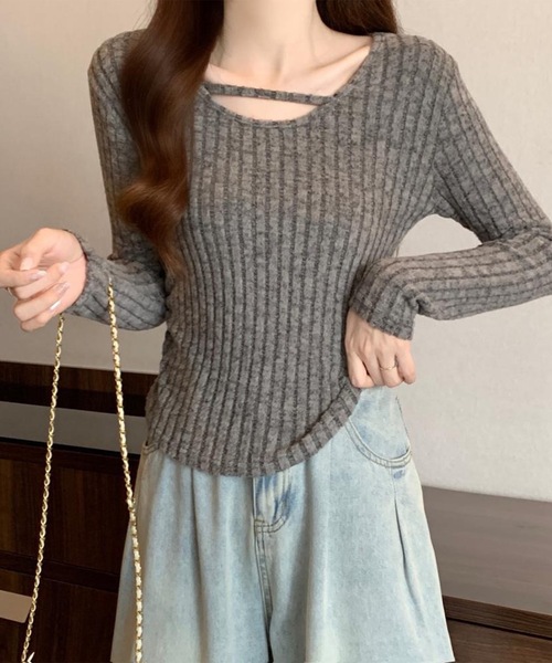 Lace Ladies（レースレディース）の「テクスチャー サイド シャーリング リブ プルオーバー（Tシャツ/カットソー・レディース・グレー/ベージュ/ピンク・M/XL）」の8枚目の写真