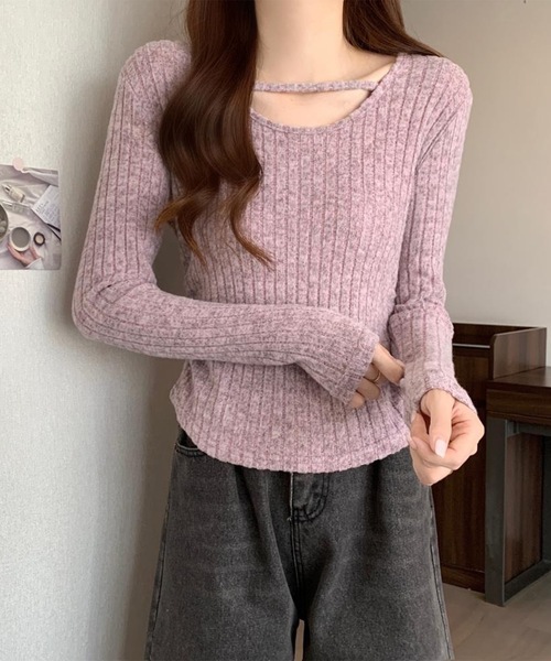 Lace Ladies（レースレディース）の「テクスチャー サイド シャーリング リブ プルオーバー（Tシャツ/カットソー・レディース・グレー/ベージュ/ピンク・M/XL）」の13枚目の写真