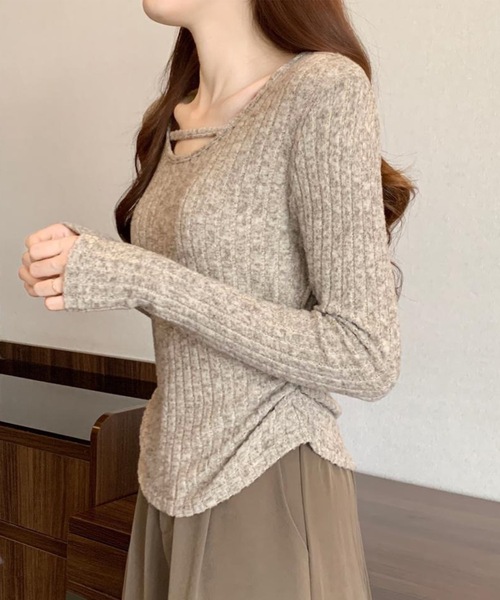 Lace Ladies（レースレディース）の「テクスチャー サイド シャーリング リブ プルオーバー（Tシャツ/カットソー・レディース・グレー/ベージュ/ピンク・M/XL）」の18枚目の写真