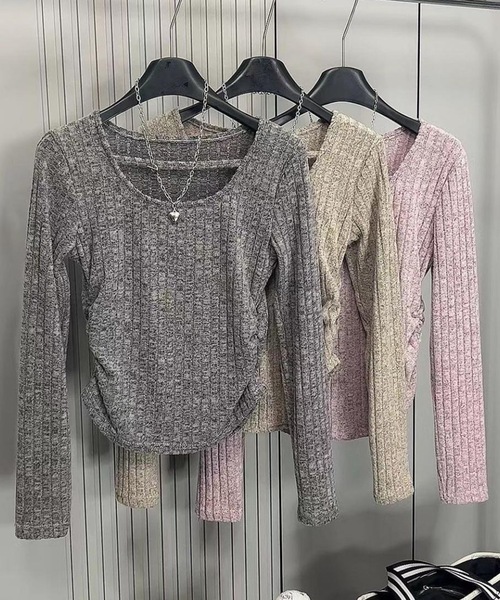 Lace Ladies（レースレディース）の「テクスチャー サイド シャーリング リブ プルオーバー（Tシャツ/カットソー・レディース・グレー/ベージュ/ピンク・M/XL）」の19枚目の写真