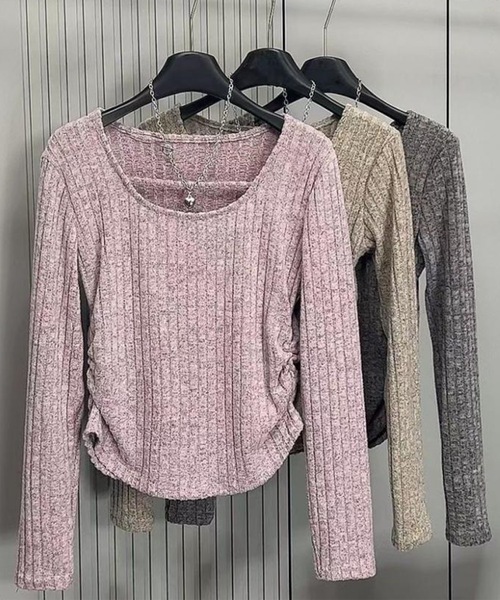 Lace Ladies（レースレディース）の「テクスチャー サイド シャーリング リブ プルオーバー（Tシャツ/カットソー・レディース・グレー/ベージュ/ピンク・M/XL）」の20枚目の写真
