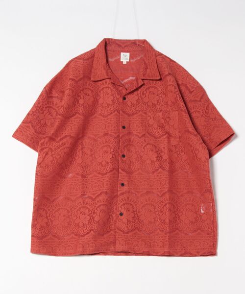 Revo.（レボ）の「【Revo.】フラワーレース オープンカラー ショートスリーブシャツ/メンズ（シャツ/ブラウス・メンズ・ブラック/ホワイト/テラコッタ・M/L）」の3枚目の写真