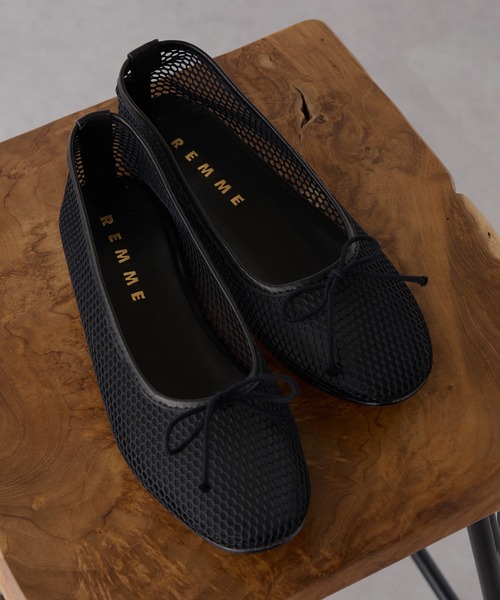 REMME（レメ）の「【REMME】メッシュリボンバレエシューズ MESH＆SHEEP LEATHER ZH-ZARAGONZA-ME（バレエシューズ・レディース・ベージュ/ブラック・39/38/37/36）」の6枚目の写真
