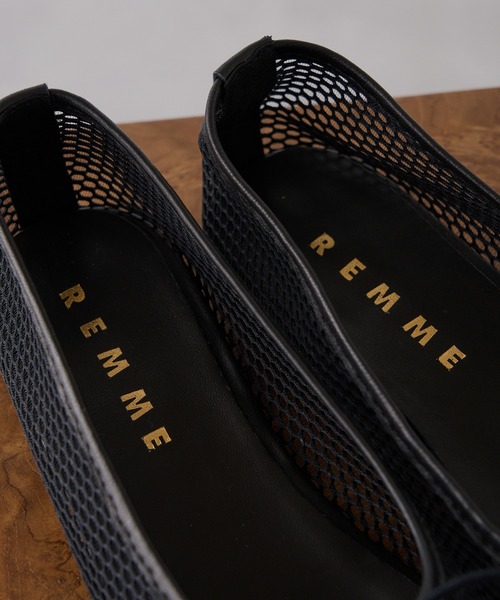 REMME（レメ）の「【REMME】メッシュリボンバレエシューズ MESH＆SHEEP LEATHER ZH-ZARAGONZA-ME（バレエシューズ・レディース・ベージュ/ブラック・39/38/37/36）」の9枚目の写真