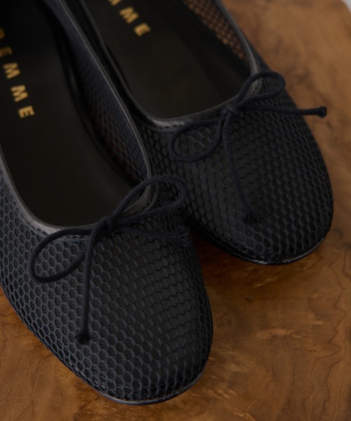 REMME（レメ）の「【REMME】メッシュリボンバレエシューズ MESH＆SHEEP LEATHER ZH-ZARAGONZA-ME（バレエシューズ・レディース・ベージュ/ブラック・39/38/37/36）」の7枚目の写真