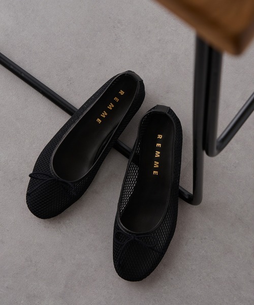 REMME（レメ）の「【REMME】メッシュリボンバレエシューズ MESH＆SHEEP LEATHER ZH-ZARAGONZA-ME（バレエシューズ・レディース・ベージュ/ブラック・39/38/37/36）」の4枚目の写真