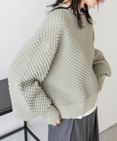 AMELY(エミリー)の「ジャガードニットプルオーバー(ニット/セーター・レディース・ベージュ/オリーブ/ブラック/アイボリー・フリー)」の4枚目の写真