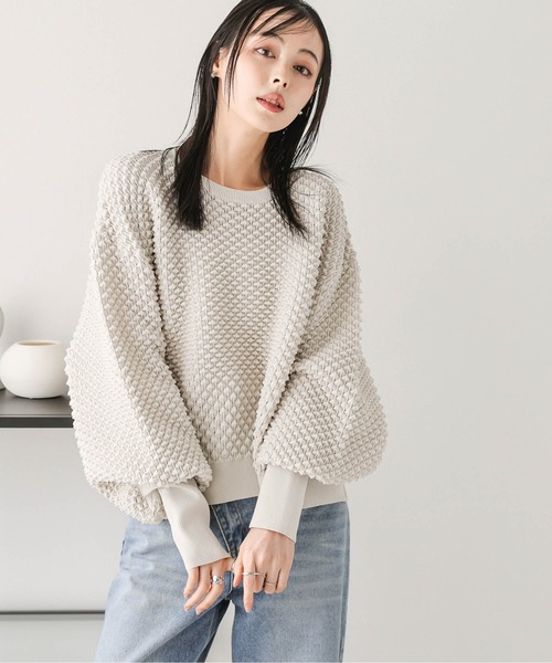 AMELY(エミリー)の「ジャガードニットプルオーバー(ニット/セーター・レディース・ベージュ/オリーブ/ブラック/アイボリー・フリー)」の2枚目の写真