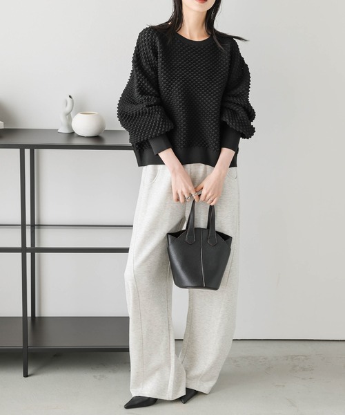 AMELY(エミリー)の「ジャガードニットプルオーバー(ニット/セーター・レディース・ベージュ/オリーブ/ブラック/アイボリー・フリー)」の1枚目の写真
