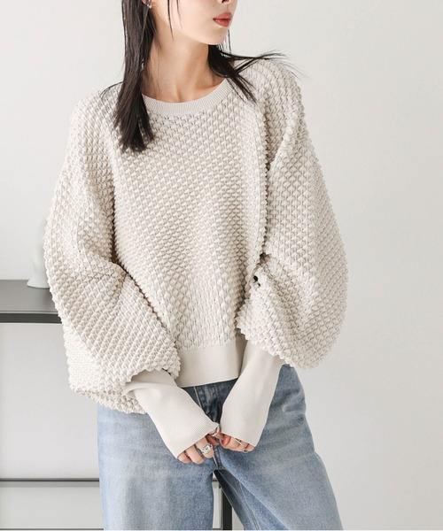 AMELY(エミリー)の「ジャガードニットプルオーバー(ニット/セーター・レディース・ベージュ/オリーブ/ブラック/アイボリー・フリー)」の21枚目の写真