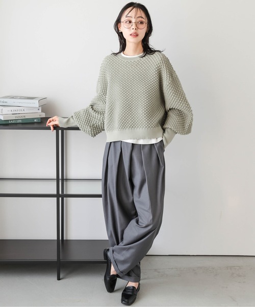 AMELY(エミリー)の「ジャガードニットプルオーバー(ニット/セーター・レディース・ベージュ/オリーブ/ブラック/アイボリー・フリー)」の6枚目の写真