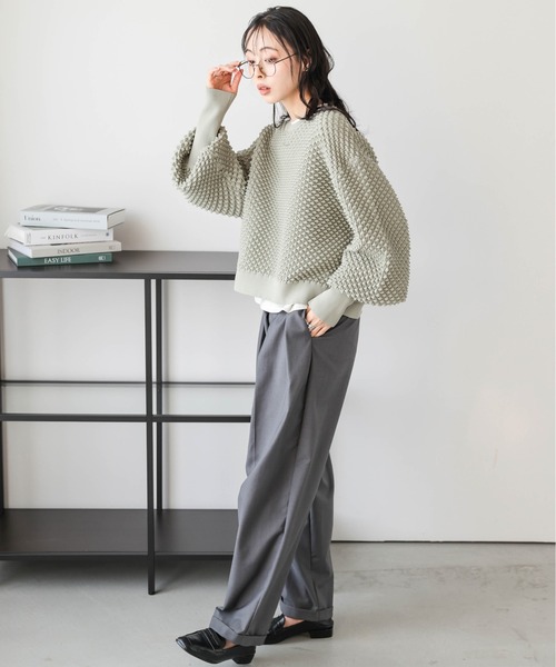 AMELY(エミリー)の「ジャガードニットプルオーバー(ニット/セーター・レディース・ベージュ/オリーブ/ブラック/アイボリー・フリー)」の7枚目の写真