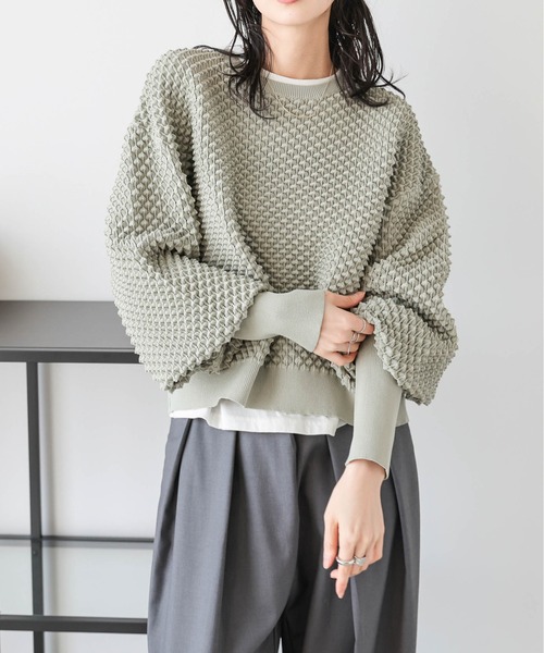 AMELY(エミリー)の「ジャガードニットプルオーバー(ニット/セーター・レディース・ベージュ/オリーブ/ブラック/アイボリー・フリー)」の8枚目の写真