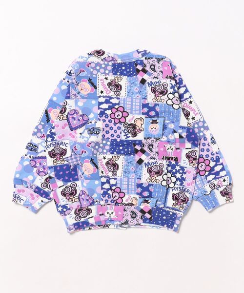 HYSTERIC MINI(ヒステリックミニ)の「MY FIRST HYSTERIC SCRAPPATCHWORK総柄裏毛カーディガン(カーディガン/ボレロ・キッズ・ブルー系その他・90)」の2枚目の写真