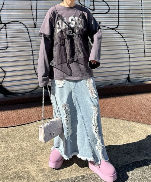 Alley Tokyo(アリートーキョー)の「レイヤード完成してるロンT(その他トップス・レディース・オフホワイト/スミクロ・FREE)」の3枚目の写真