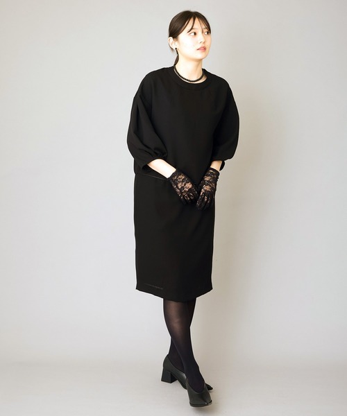 Ranerrh(ラネリ)の「バックタイセレモニーフォーマルワンピース【喪服・礼服】【春夏用】【デイリーにもOK】【入卒園】(ワンピース・レディース・ブラック・38L/38)」の1枚目の写真