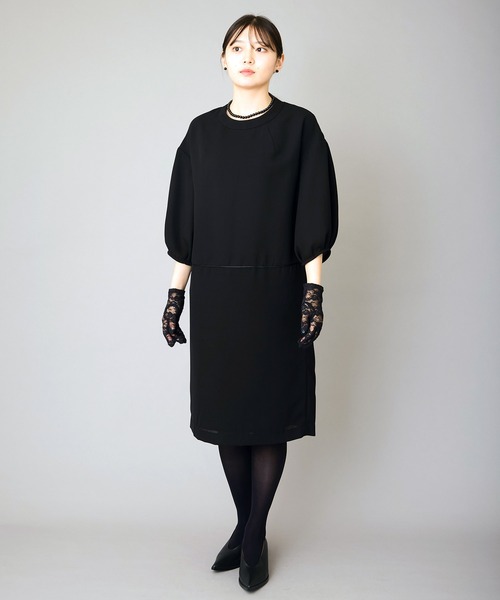 Ranerrh(ラネリ)の「バックタイセレモニーフォーマルワンピース【喪服・礼服】【春夏用】【デイリーにもOK】【入卒園】(ワンピース・レディース・ブラック・38L/38)」の2枚目の写真