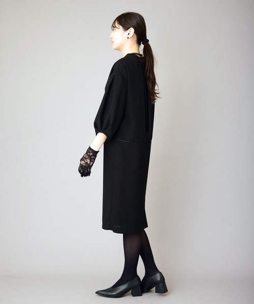 Ranerrh(ラネリ)の「バックタイセレモニーフォーマルワンピース【喪服・礼服】【春夏用】【デイリーにもOK】【入卒園】(ワンピース・レディース・ブラック・38L/38)」の4枚目の写真