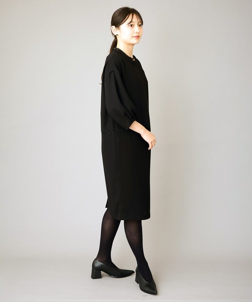 Ranerrh(ラネリ)の「バックタイセレモニーフォーマルワンピース【喪服・礼服】【春夏用】【デイリーにもOK】【入卒園】(ワンピース・レディース・ブラック・38L/38)」の3枚目の写真