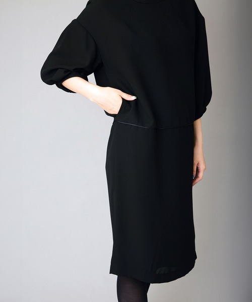 Ranerrh(ラネリ)の「バックタイセレモニーフォーマルワンピース【喪服・礼服】【春夏用】【デイリーにもOK】【入卒園】(ワンピース・レディース・ブラック・38L/38)」の6枚目の写真