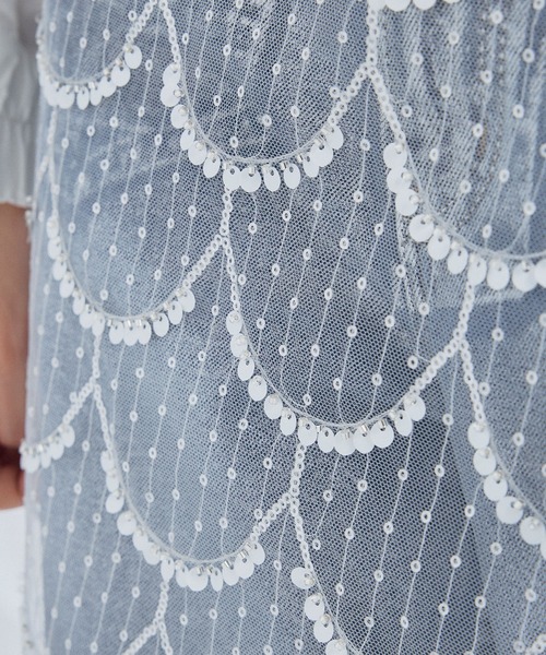 ELLEgirl（エルガール）の「スパンコールラップスカート【ELLEgirl/エルガール】（スカート・レディース・アイボリー/ブラック・FREE）」の3枚目の写真