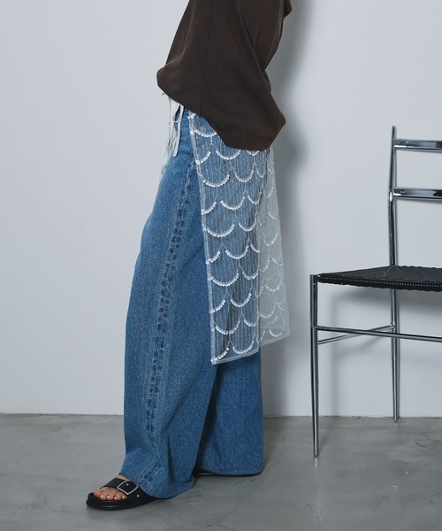 ELLEgirl（エルガール）の「スパンコールラップスカート【ELLEgirl/エルガール】（スカート・レディース・アイボリー/ブラック・FREE）」の16枚目の写真