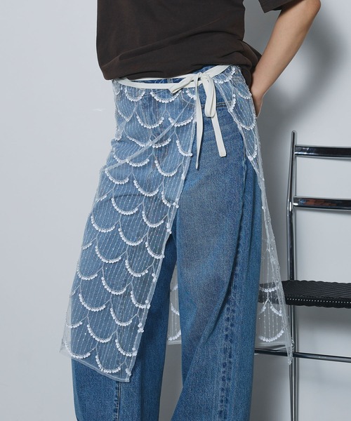 ELLEgirl（エルガール）の「スパンコールラップスカート【ELLEgirl/エルガール】（スカート・レディース・アイボリー/ブラック・FREE）」の17枚目の写真