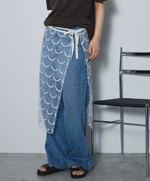 ELLEgirl（エルガール）の「スパンコールラップスカート【ELLEgirl/エルガール】（スカート・レディース・アイボリー/ブラック・FREE）」の14枚目の写真