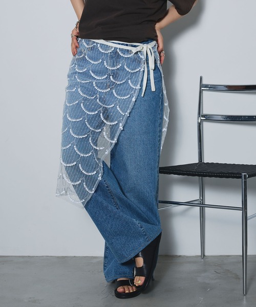 ELLEgirl（エルガール）の「スパンコールラップスカート【ELLEgirl/エルガール】（スカート・レディース・アイボリー/ブラック・FREE）」の15枚目の写真