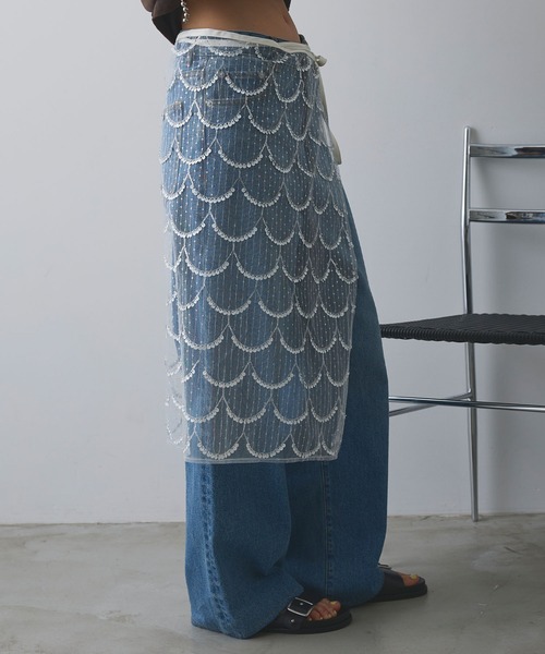 ELLEgirl（エルガール）の「スパンコールラップスカート【ELLEgirl/エルガール】（スカート・レディース・アイボリー/ブラック・FREE）」の9枚目の写真