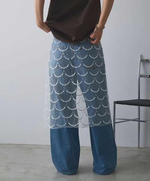 ELLEgirl（エルガール）の「スパンコールラップスカート【ELLEgirl/エルガール】（スカート・レディース・アイボリー/ブラック・FREE）」の12枚目の写真