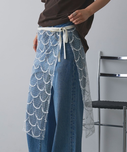 ELLEgirl（エルガール）の「スパンコールラップスカート【ELLEgirl/エルガール】（スカート・レディース・アイボリー/ブラック・FREE）」の10枚目の写真