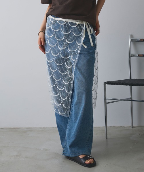 ELLEgirl（エルガール）の「スパンコールラップスカート【ELLEgirl/エルガール】（スカート・レディース・アイボリー/ブラック・FREE）」の8枚目の写真